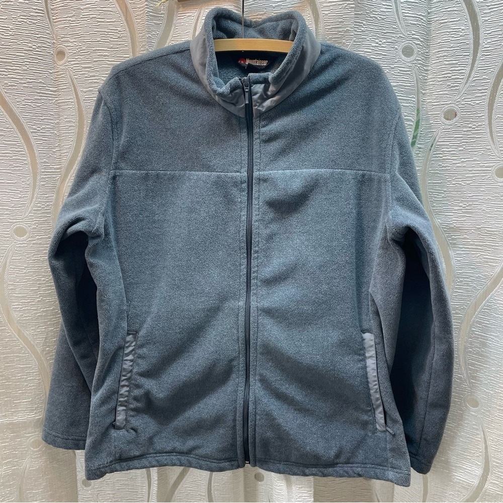 Mountaineer Fleece Jacket Mens XL Gray Full Zip I3771C‎ Good Outdoor Layering